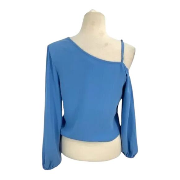Open Edit Pleated Asymmetric Top Blue Size XS NWOT $59 MSRP - Picture 8 of 8